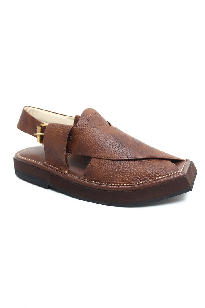 Kaptaan Chappal - Rich Brown Pebbled