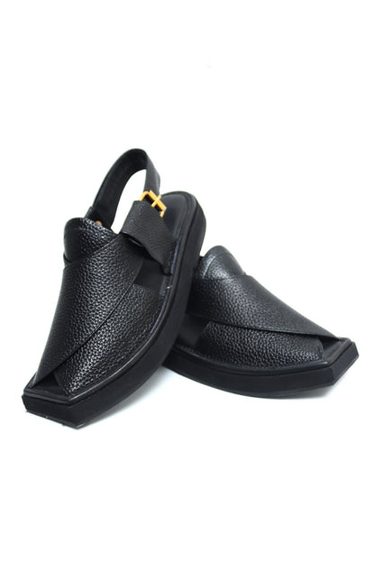 Kaptaan Chappal - Black Pebbled