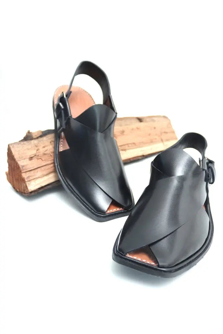 Charsada Chappal - Slim Style in Black