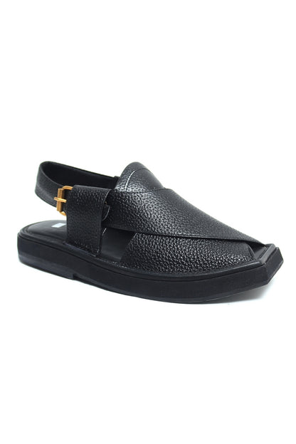 Kaptaan Chappal - Black Pebbled