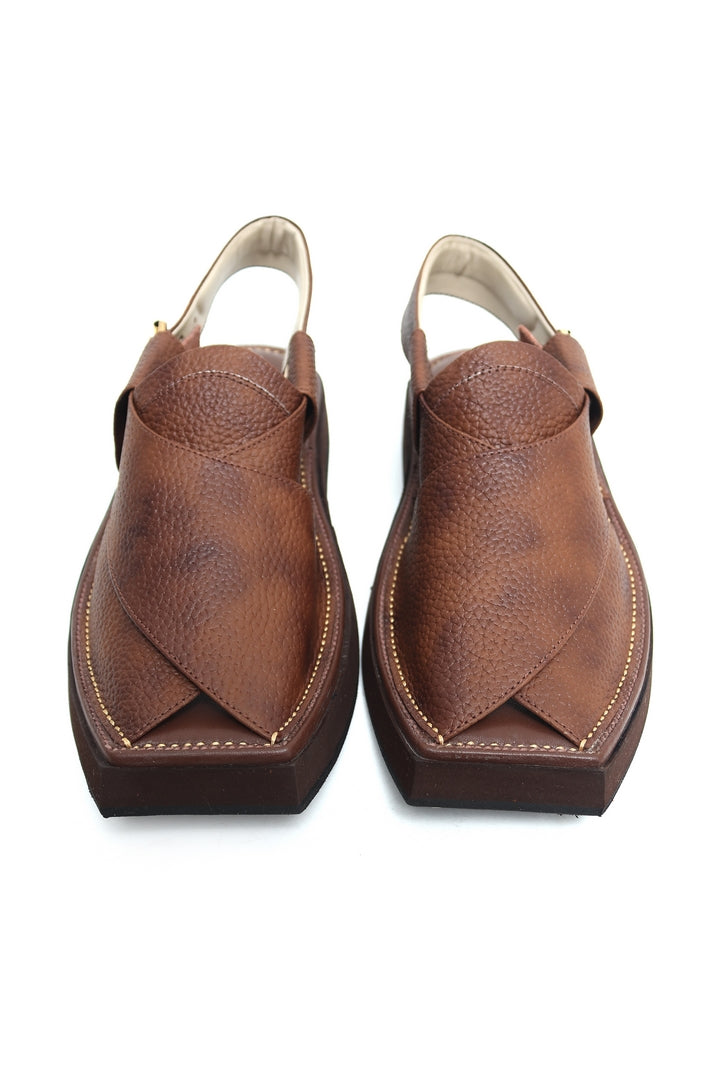 Kaptaan Chappal - Rich Brown Pebbled