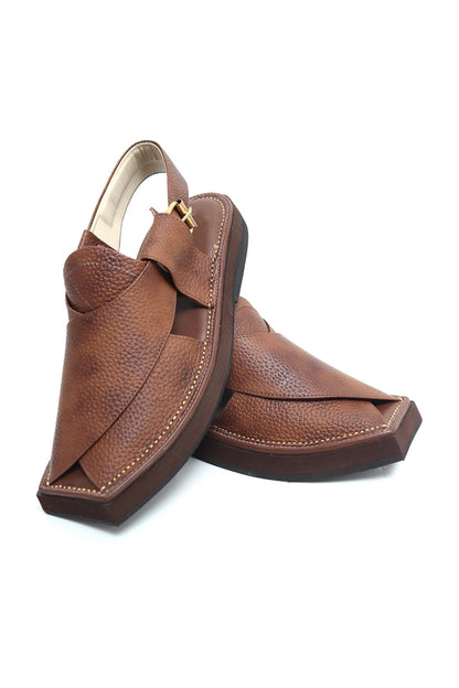 Kaptaan Chappal - Rich Brown Pebbled