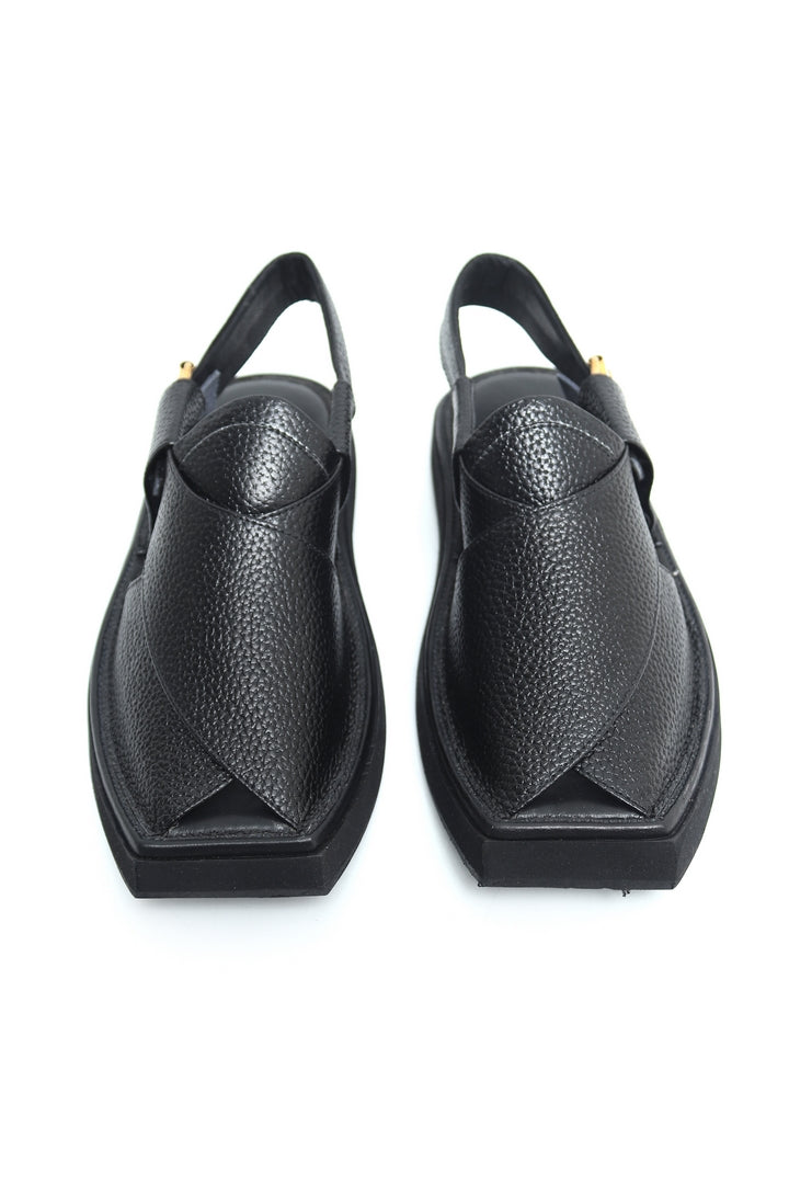 Kaptaan Chappal - Black Pebbled