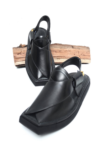 Kaptaan Chappal - Shine Black