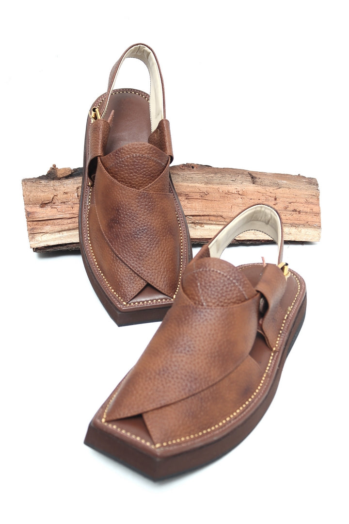 Kaptaan Chappal - Rich Brown Pebbled